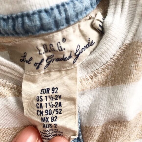 H&M cream/white stripe long sleeve top EUC 1.5-2Y - Picture 3 of 5